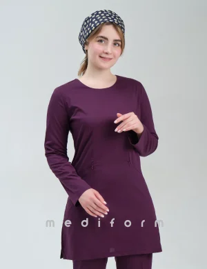 روپوش زنانه بادمجانی مدیفرم مدل Domina