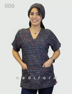 اسکراب پزشکی طرحدار (تاپ تک) سری JOY کد 006