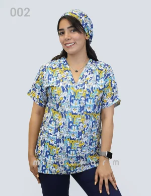 اسکراب پزشکی طرحدار (تاپ تک) سری JOY کد 002